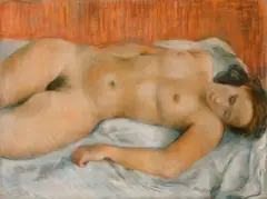 Willy Jaeckel, Liegender weiblicher Akt, Um 1925, Pastell auf Pappe