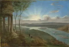 Daniel Fohr, Blick vom Niederwald auf Rüdesheim, Öl auf Leinwand