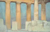 Ludwig von Hofmann, Die Säulen des Parthenon”, 1907, Pastell auf Papier