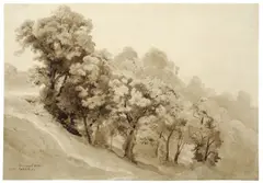 Carl Hummel, Im Park der Villa Carlotta, 1855, Pinsel in Sepia auf Papier