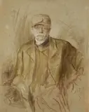 Franz von Lenbach, Bismarck mit Mütze, Pastell und Bleistift auf Pappe