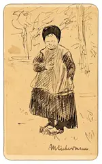 Eva by Max Liebermann, Um 1882, Tuschfeder auf Karton, sold Nov 2008