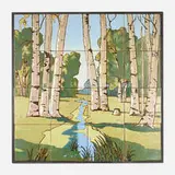 Mueller Mosaic Co., Landscape tile frieze, c. 1920, glazed earthenware