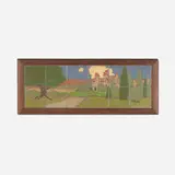 attribution Mueller Mosaic Co., Scenic panel, glazed ceramic tiles mounted to wooden board