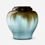 Fulper Pottery, Urn, 1917-23, Turquoise Blue and Black Flambé-glazed earthenware