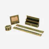 Collection of four Adam desk articles by Tiffany Studios, c. 1914, patinated and gilt bronze, paper, sold Jan 2022