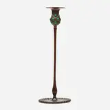 Blown-out candlestick, model 1323 by Tiffany Studios, c. 1910, patinated bronze, hand-blown glass, sold Jan 2022