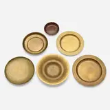 Collection of six dishes by Tiffany Studios, c. 1920, patinated bronze, acid-etched and gilt bronze, sold Jan 2022