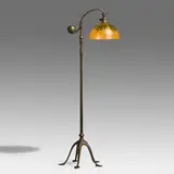 Counterbalance floor lamp by Tiffany Studios, c. 1910, gilt bronze, hand-blown glass, sold Jan 2022