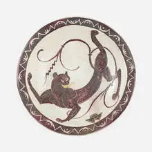 Wilhelm Hunt Diederich, Charger with panther, c. 1926, glazed earthenware