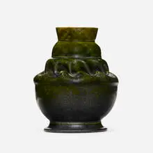 Large vase by George E. Ohr, 1897-1900, glazed earthenware, sold Jan 2022
