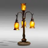 Rare Library lamp base by Tiffany Studios, c. 1910, patinated bronze, hand-blown glass, sold Jan 2022