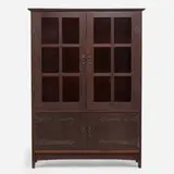 Gustav Stickley, Early china cabinet, c. 1903, oak, patinated iron, glass