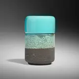 Ceramiche di lava lidded vessel, model 198-C by Ettore Sottsass, 1959, glazed earthenware, sold Apr 2025
