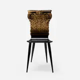 Piero Fornasetti, Column chair, 1951 / 1989, lithographic transfer-print on lacquered wood, lacquered steel