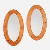 Glas Mäster, Wall mirrors, pair, c. 1960, pine, mirrored glass