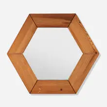 Glas Mäster, Wall mirror, c. 1960, pine, mirrored glass