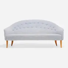 Paradise sofa by Kerstin Hörlin-Holmquist, 1958, upholstery, beech, sold Apr 2025