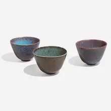 Gunnar Nylund, Collection of three bowls, c. 1955, glazed stoneware
