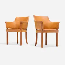 Gärsnäs Ab, Armchairs, pair, c. 1985, leather, beech