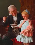 A Candy for Dolly by Louis Henry Charles Moeller, oil on canvas, offered Nov 2017