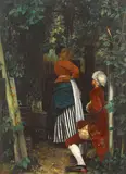 Alexander Louis Leloir, At the garden fence, 1868, oil on canvas