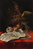 Emil Rumpf, A still life with a book of Jewish mysticism, oil on canvas