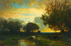 William Hart, Cows in a Pasture, oil on canvas