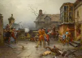 Ra Ernest Crofts, The Gunpowder Plot: the conspirators' last stand at Holbeach House, oil on canvas