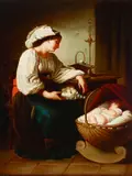A portrait of a mother and sleeping child by Italian School 19th century, oil on canvas, sold Jun 2017