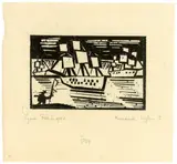 Lyonel Feininger, Kreuzende Segelschiffe 1, 1919, Holzschnitt auf Japanbütten