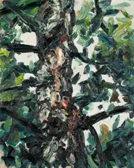 Ralph Fleck, Birkenstück 6/III, 1985, Öl auf Leinwand