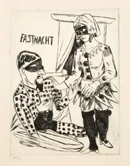 Fastnacht by Max Beckmann, 1922, Kaltnadel auf Japan, sold Jun 2015