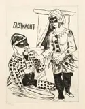 Max Beckmann, Fastnacht, 1922, Kaltnadel auf Japan