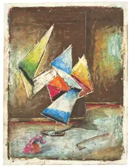 Ohne Titel by Matthias Weischer, 2005, Farbwachskreide auf Papier, sold Nov 2008