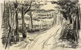 Max Liebermann, Partie am Wannsee, Kreide auf Papier (aus einem Zeichenblock)