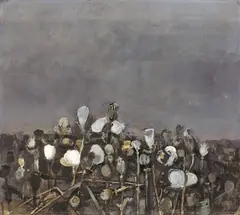 Mohnfeld by Hermann Bachmann, 1952, Öl auf Karton, sold Jun 2009