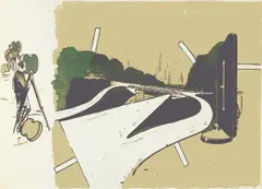 Ankunft by Neo Rauch, 1997, Farbserigraphie auf Velin, sold Dec 2007