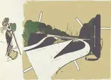 Neo Rauch, Ankunft, 1997, Farbserigraphie auf Velin