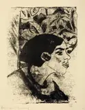Max Pechstein, Weiblicher Profilkopf, 1912, Lithographie auf glattem Papier