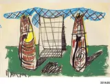 Markus Lüpertz, Wäsche auf der Leine, Um 1967, Farbkreide und Tempera auf Papier