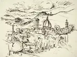 Max Pechstein, Blick auf Florenz, 1913, Tuschfeder auf glattem Papier