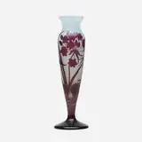 Vase with water violets by Émile Gallé, c. 1900, acid-etched cameo glass, sold Jan 2022