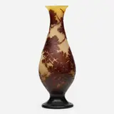 Tall vase with oak leaves and acorns by Émile Gallé, c. 1900, acid-etched cameo glass, sold Jan 2022