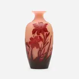 Vase with daylilies by Émile Gallé, c. 1900, acid-etched cameo glass, sold Jan 2022