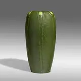 Eva Russell for Grueby Faience Company, Vase with leaves and buds, c. 1905, glazed earthenware