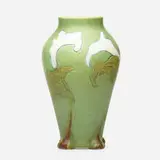 John Dee Wareham for Rookwood Pottery, Large Conventional Mat lamp base with calla lilies, 1903, glazed earthenware