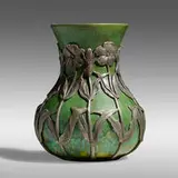 Tiffany Studios, Favrile Bronze Pottery vase, c. 1905, glazed earthenware, silvered copper