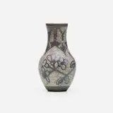 Hugh C. Robertson for Chelsea Keramic Art Works, Rare vase with butterfly and flowers, 1886-89, crackle-glazed stoneware with silvered decoration