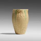 Ruth Erickson for Grueby Faience Company, Vase with leaves, 1899-1910, glazed earthenware
